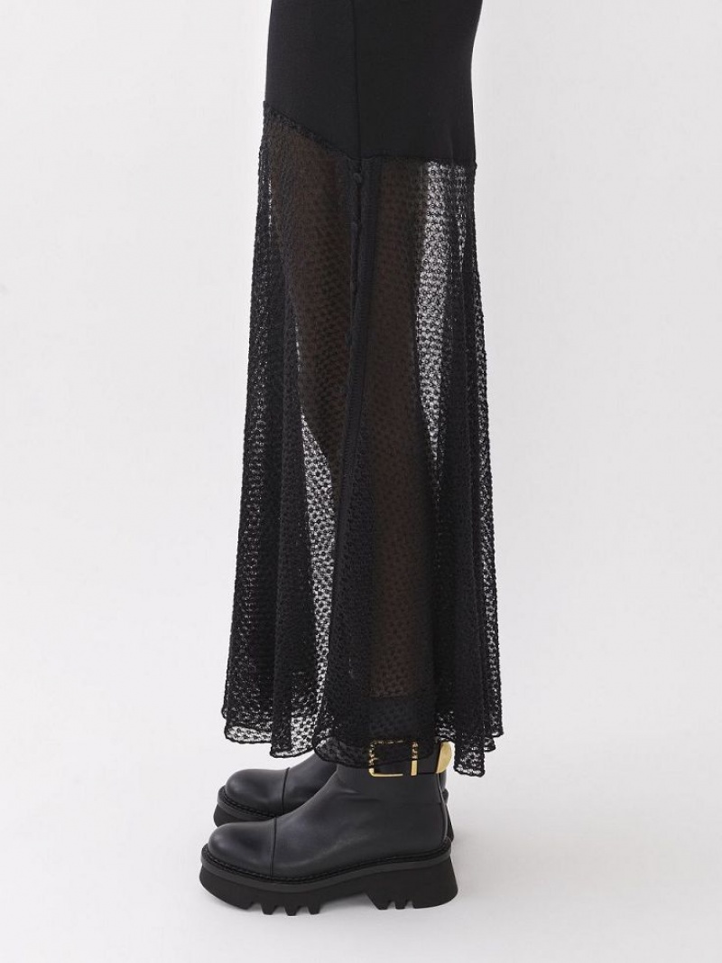 Chloe Flared Maxi Gebreide Kleding Zwart | CHE-SR13948