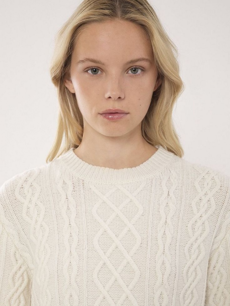 Chloe Generous Cable-knit Gebreide Kleding Wit | CHE-SR13956
