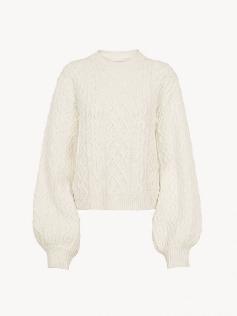 Chloe Generous Cable-knit Gebreide Kleding Wit | CHE-SR13956
