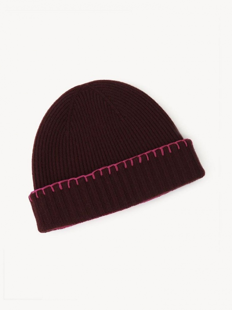 Chloe Geribbeld Knit Beanie Hoeden Paars Roze | CHE-SR14472