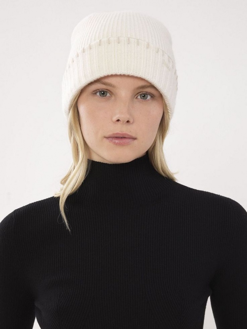Chloe Geribbeld Knit Beanie Hoeden Wit | CHE-SR14473
