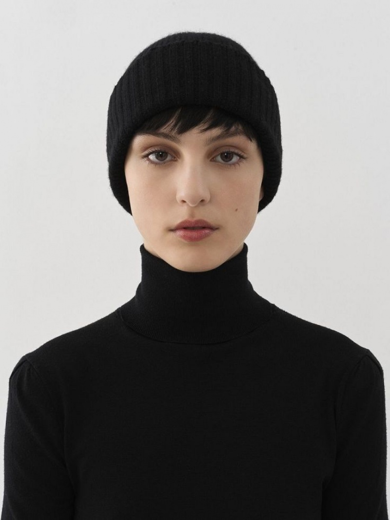 Chloe Geribbeld Knit Beanie Hoeden Zwart | CHE-SR14487