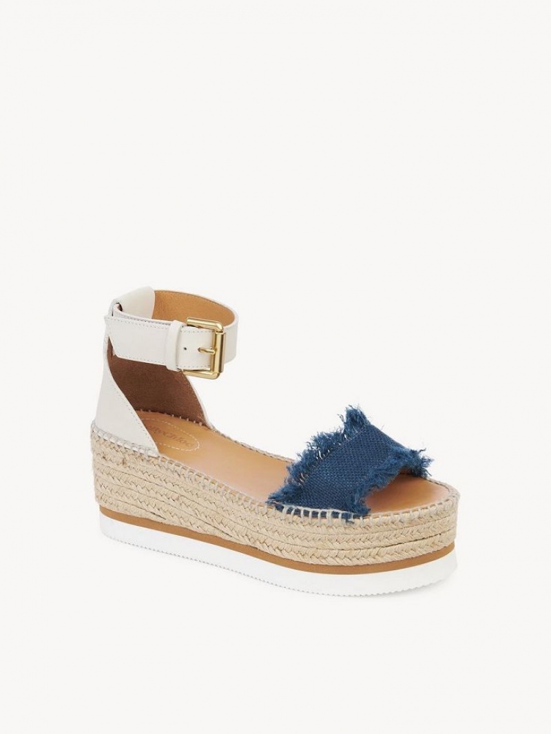 Chloe Glyn Platform Sandalen Diepblauw | CHE-SR14825
