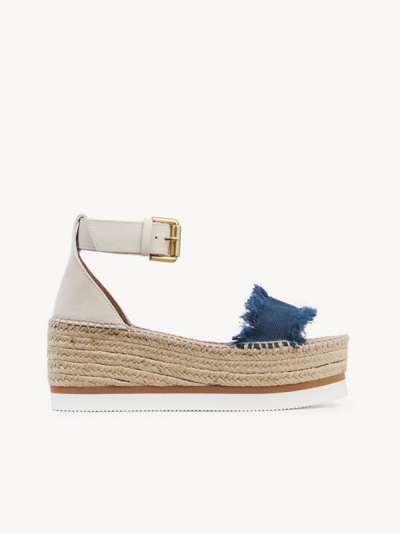 Chloe Glyn Platform Sandalen Diepblauw | CHE-SR14825
