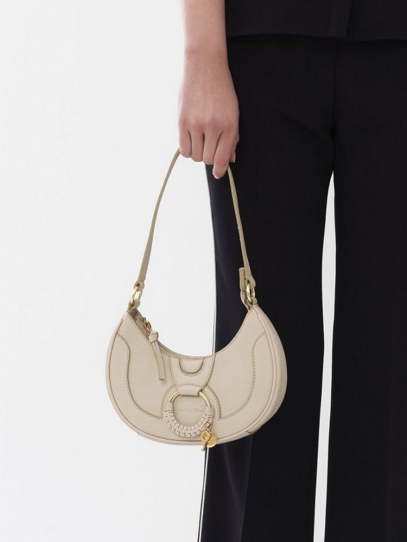 Chloe Hana Half Moon Schoudertassen Beige | CHE-SR14662
