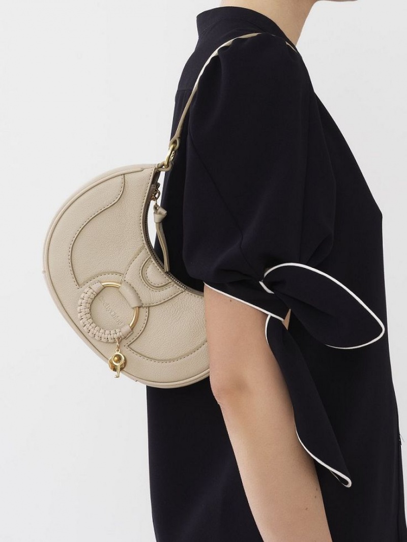 Chloe Hana Half Moon Schoudertassen Beige | CHE-SR14662