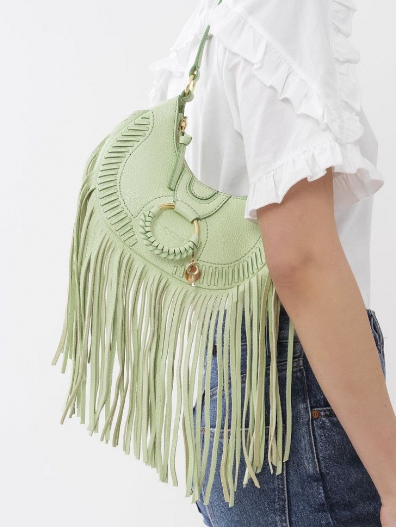 Chloe Hana Half Moon Schoudertassen Groen | CHE-SR14660