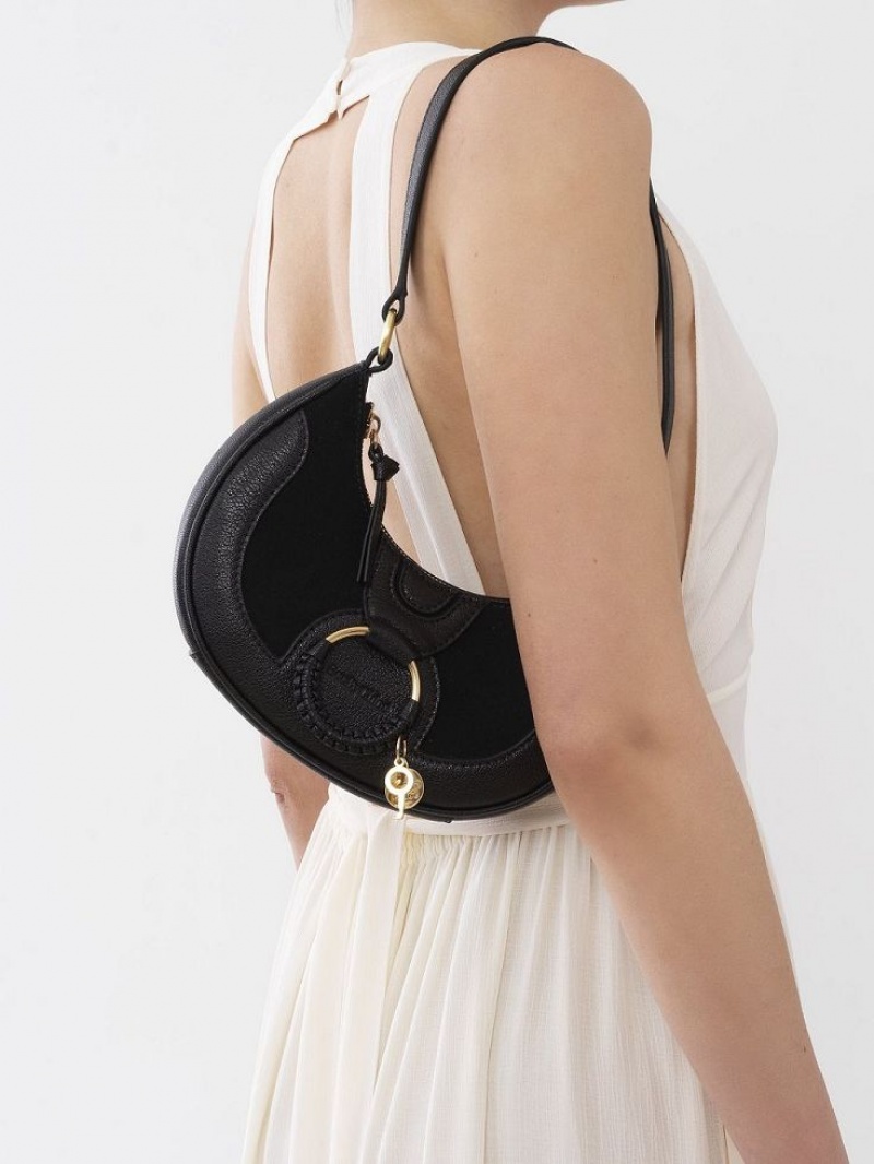 Chloe Hana Half Moon Schoudertassen Zwart | CHE-SR14623