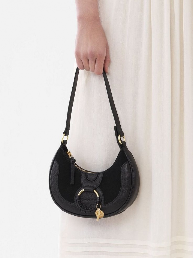 Chloe Hana Half Moon Schoudertassen Zwart | CHE-SR14623