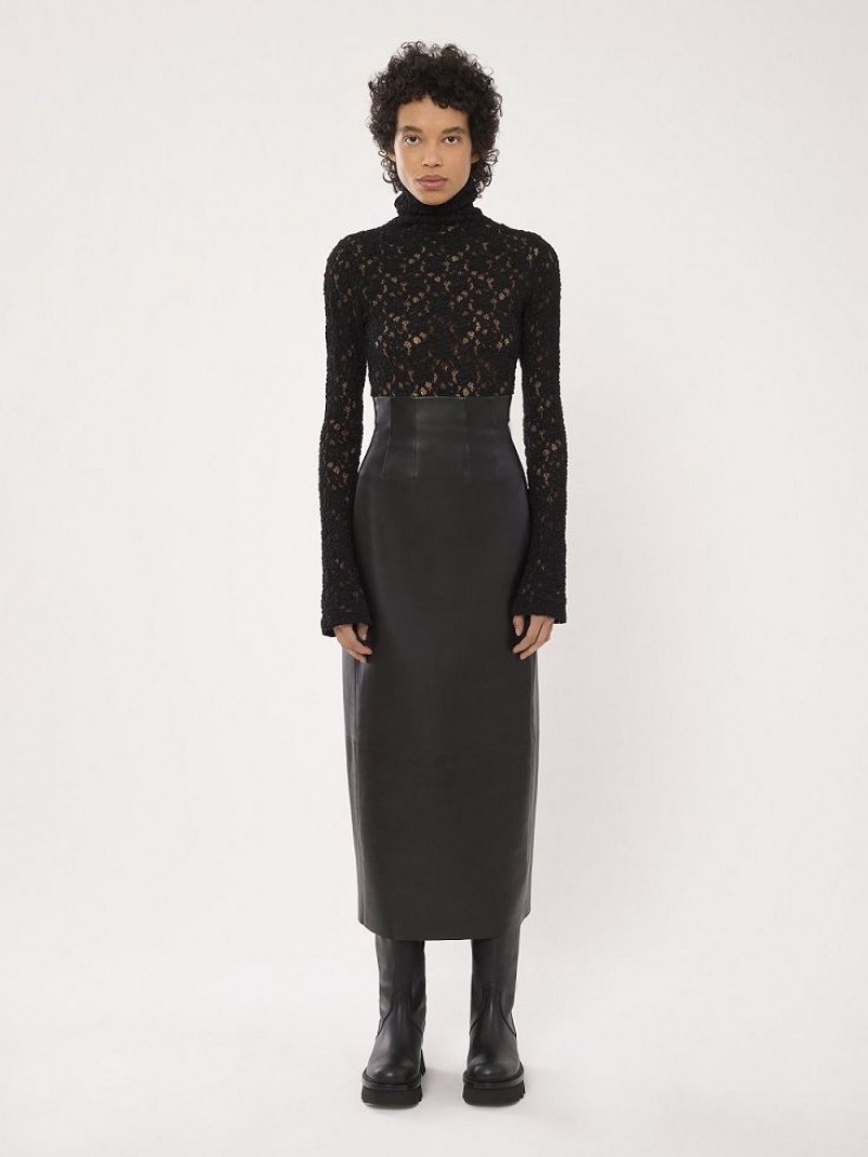 Chloe High-waisted Midi Rokken Zwart | CHE-SR14089