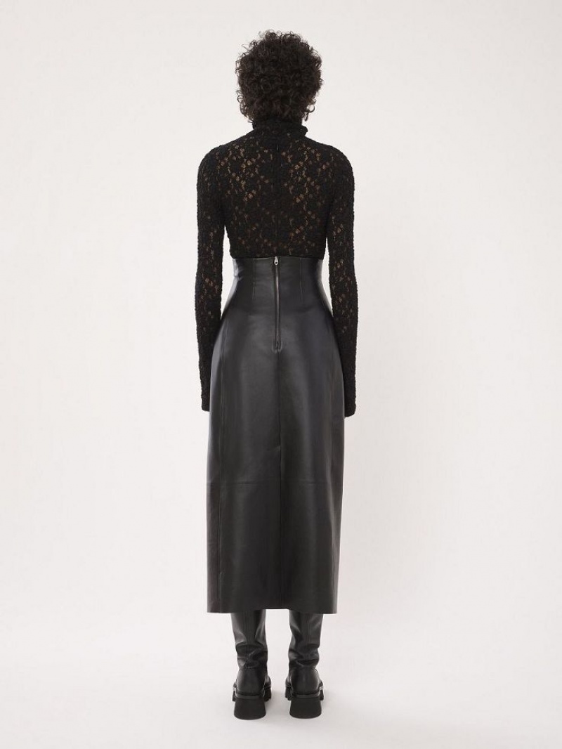 Chloe High-waisted Midi Rokken Zwart | CHE-SR14089