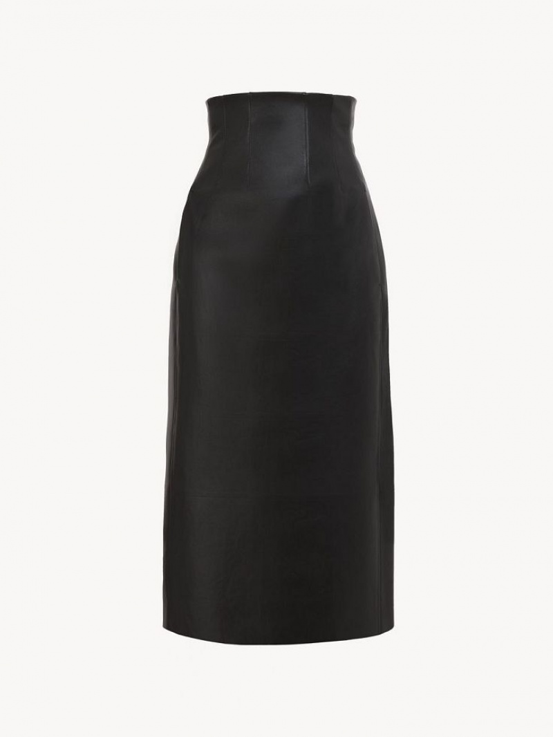 Chloe High-waisted Midi Rokken Zwart | CHE-SR14089