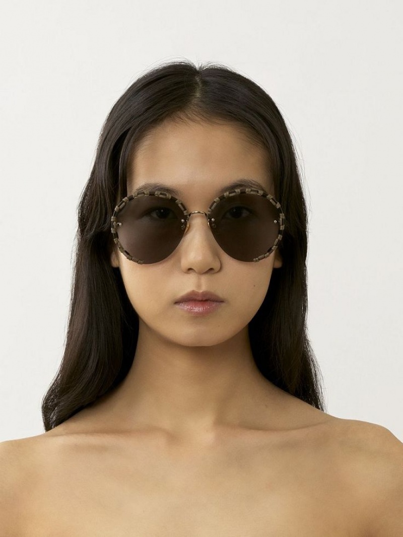 Chloe Idora Zonnebril Goud Bruin | CHE-SR14507