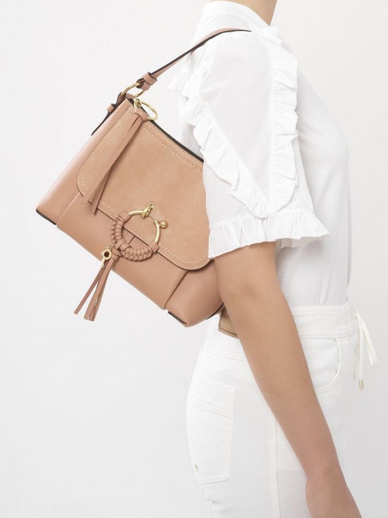 Chloe Joan Small Schoudertassen Koffie Roze | CHE-SR14697