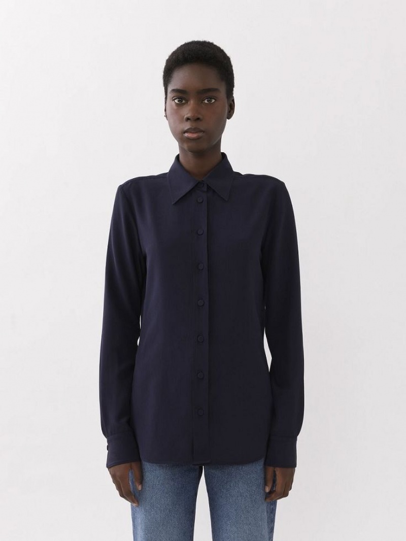 Chloe Klassieke Blouse Donkerblauw | CHE-SR13889