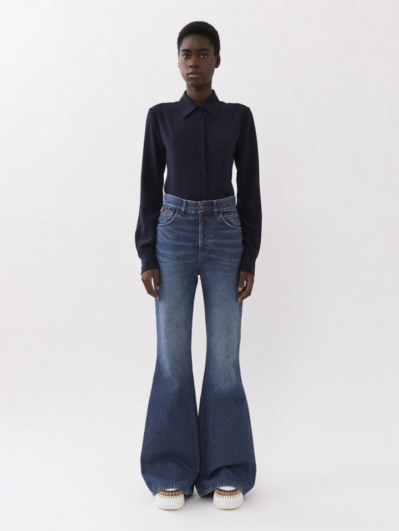 Chloe Klassieke Blouse Donkerblauw | CHE-SR13889