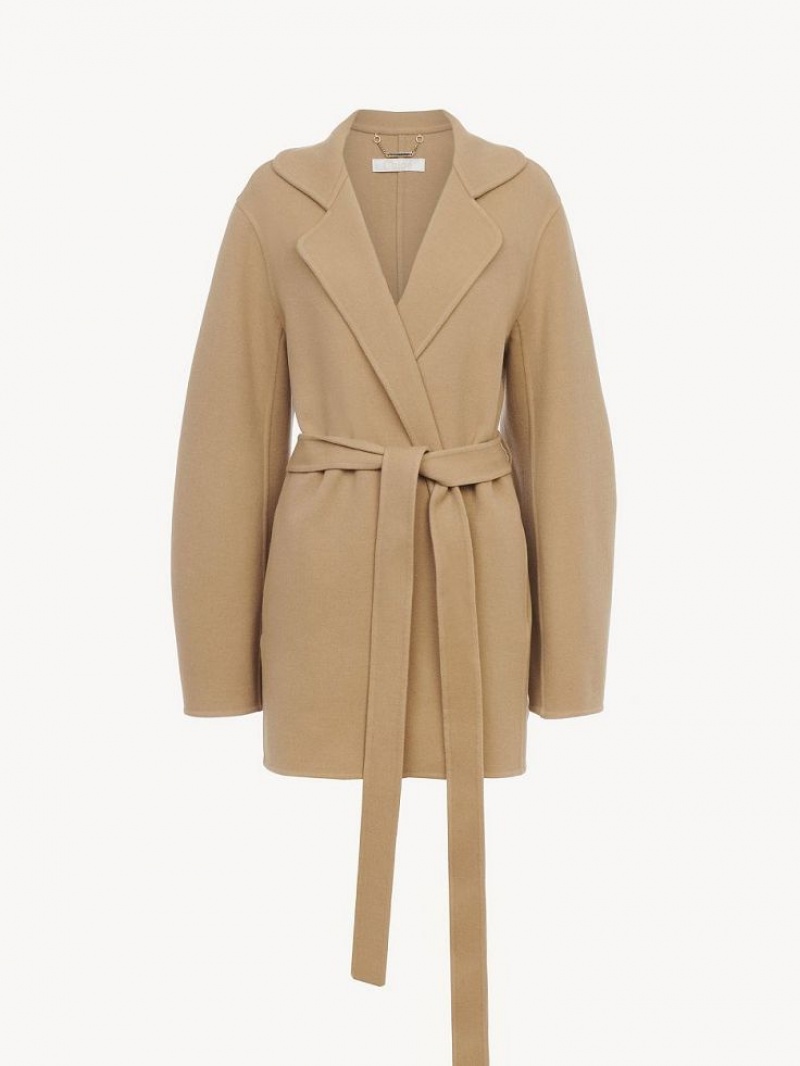 Chloe Kort Belted Jassen Beige | CHE-SR13824