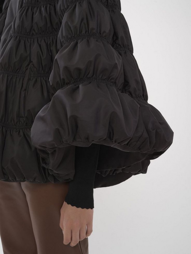 Chloe Kort Puffer Cape Jassen Zwart | CHE-SR13814