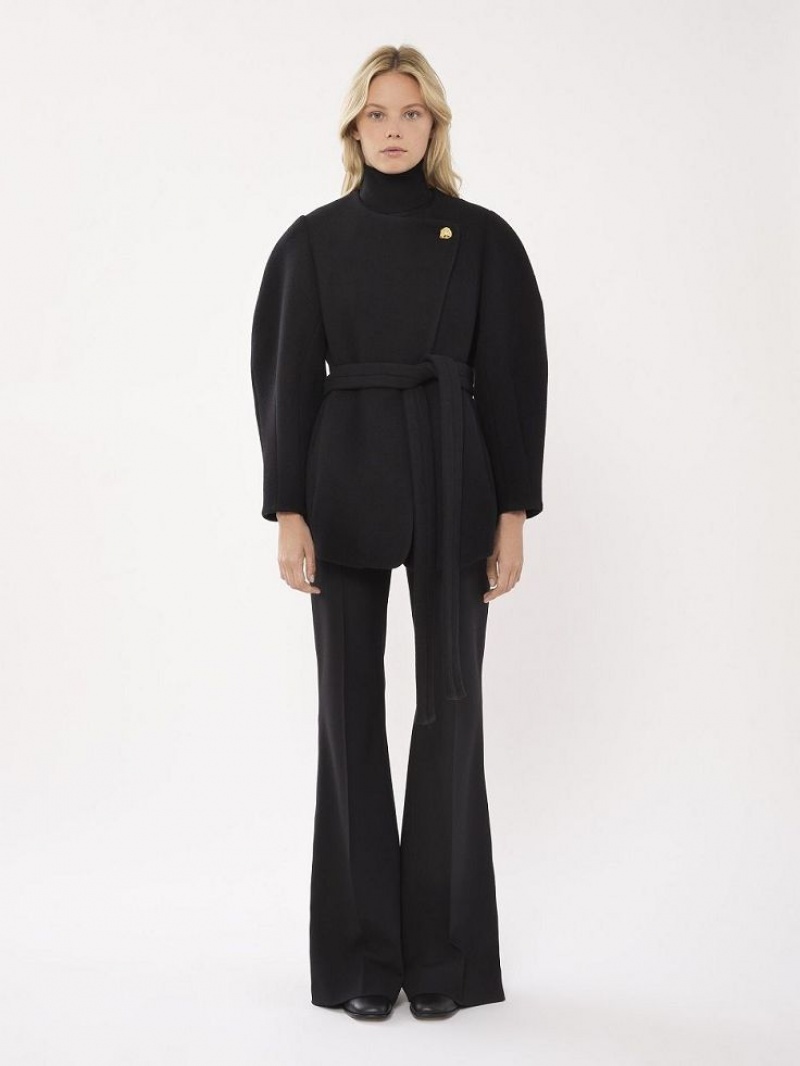 Chloe Kort Wrap Jassen Zwart | CHE-SR13826