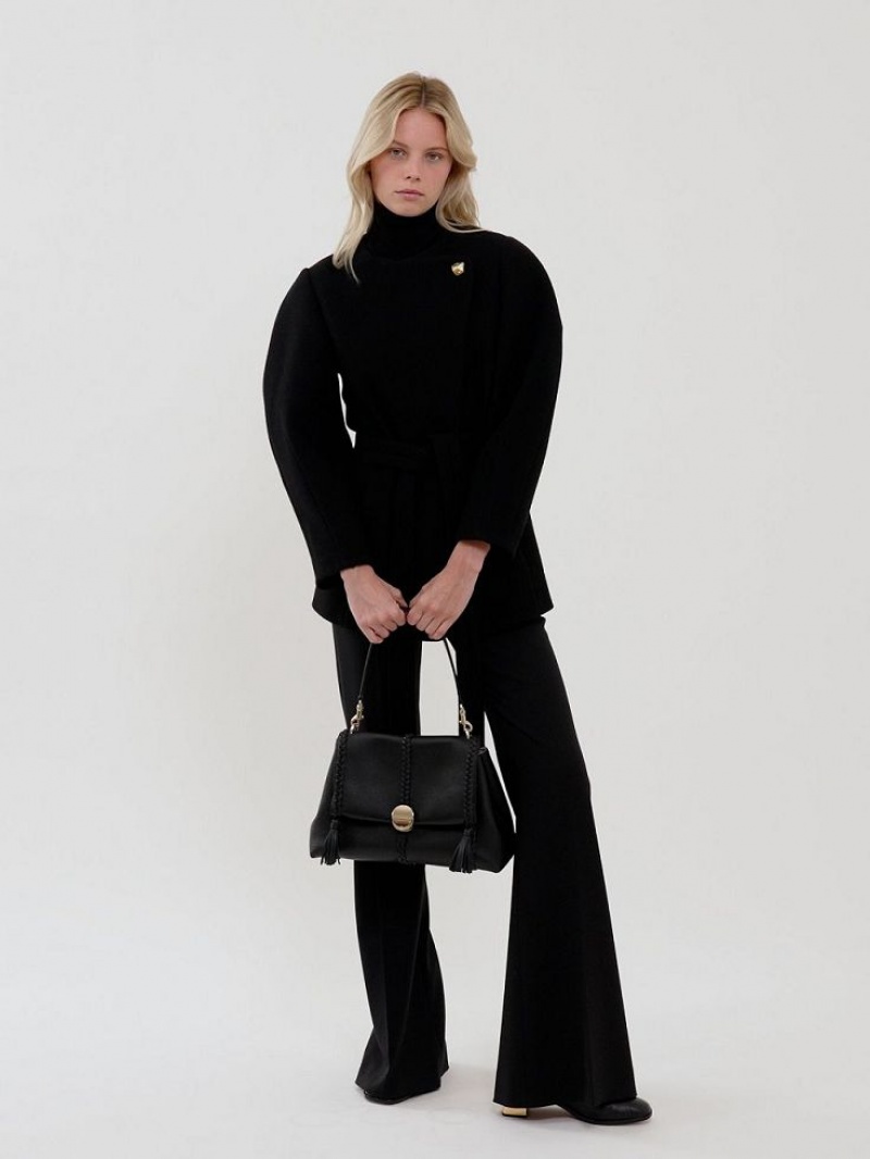 Chloe Kort Wrap Jassen Zwart | CHE-SR13826