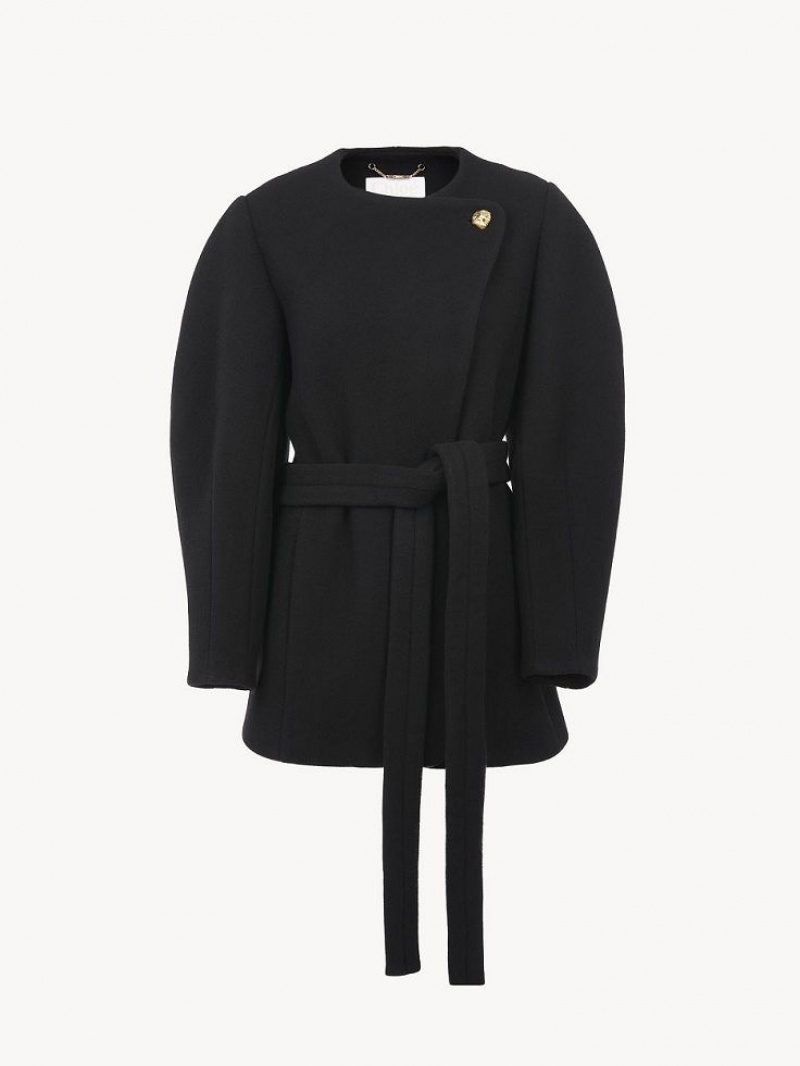 Chloe Kort Wrap Jassen Zwart | CHE-SR13826