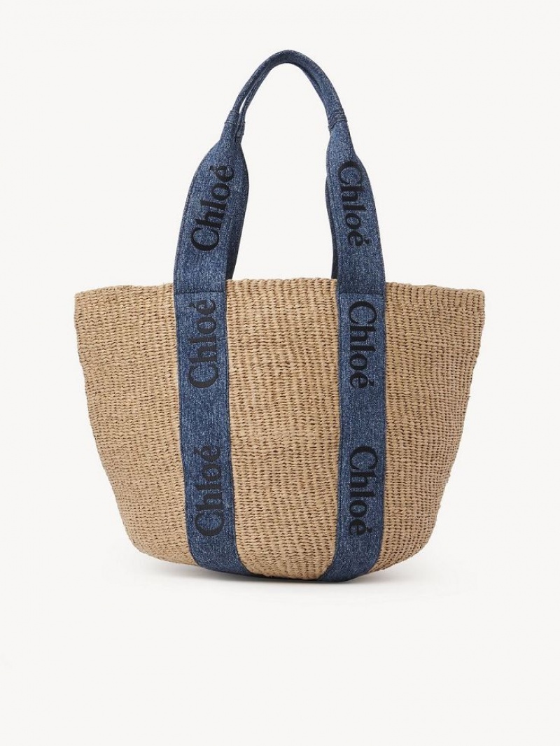 Chloe Large Woody Basket Tote Tassen Blauw | CHE-SR13331