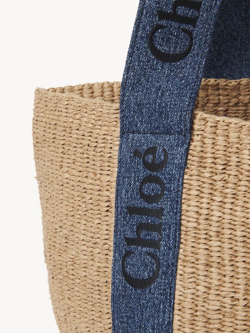Chloe Large Woody Basket Tote Tassen Blauw | CHE-SR13331