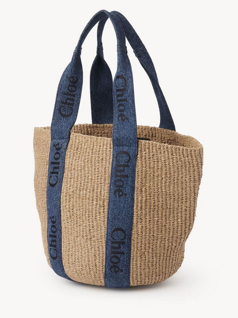 Chloe Large Woody Basket Tote Tassen Blauw | CHE-SR13331