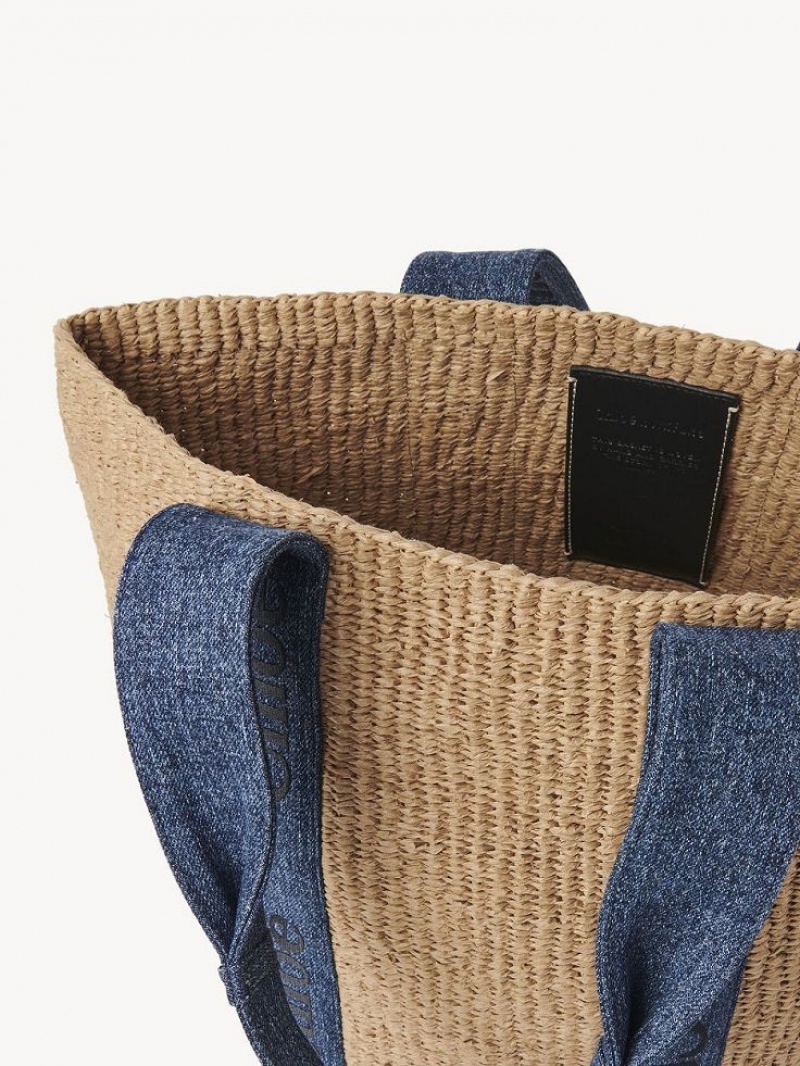 Chloe Large Woody Basket Tote Tassen Blauw | CHE-SR13331