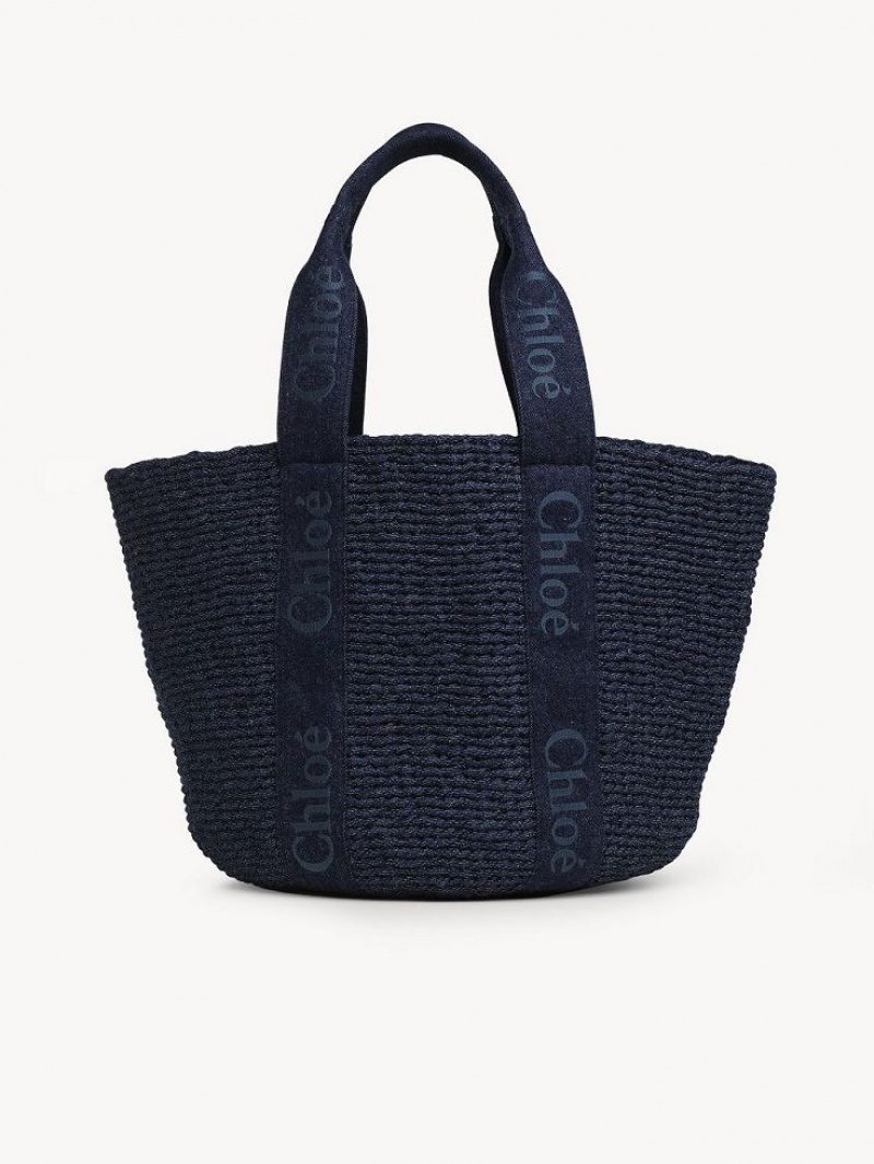 Chloe Large Woody Basket Tote Tassen Blauw | CHE-SR13289