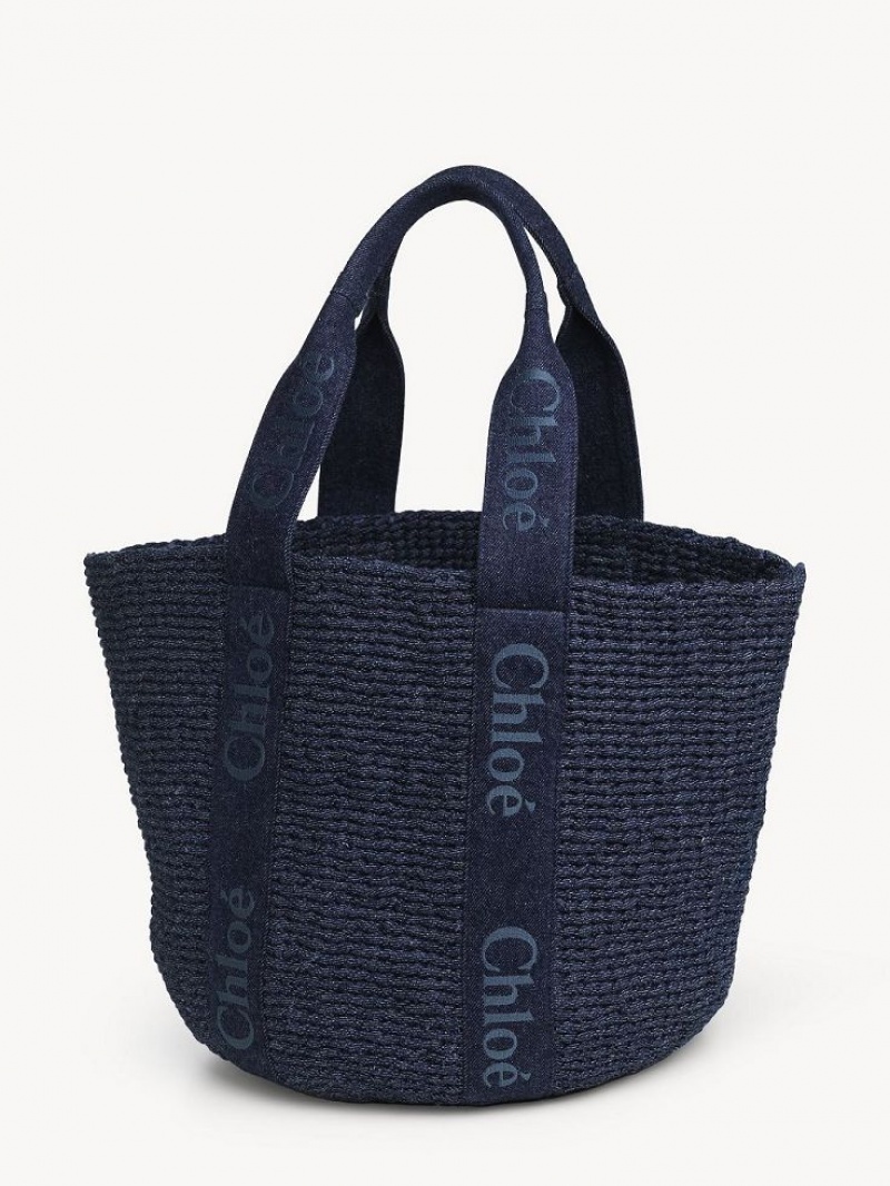 Chloe Large Woody Basket Tote Tassen Blauw | CHE-SR13289
