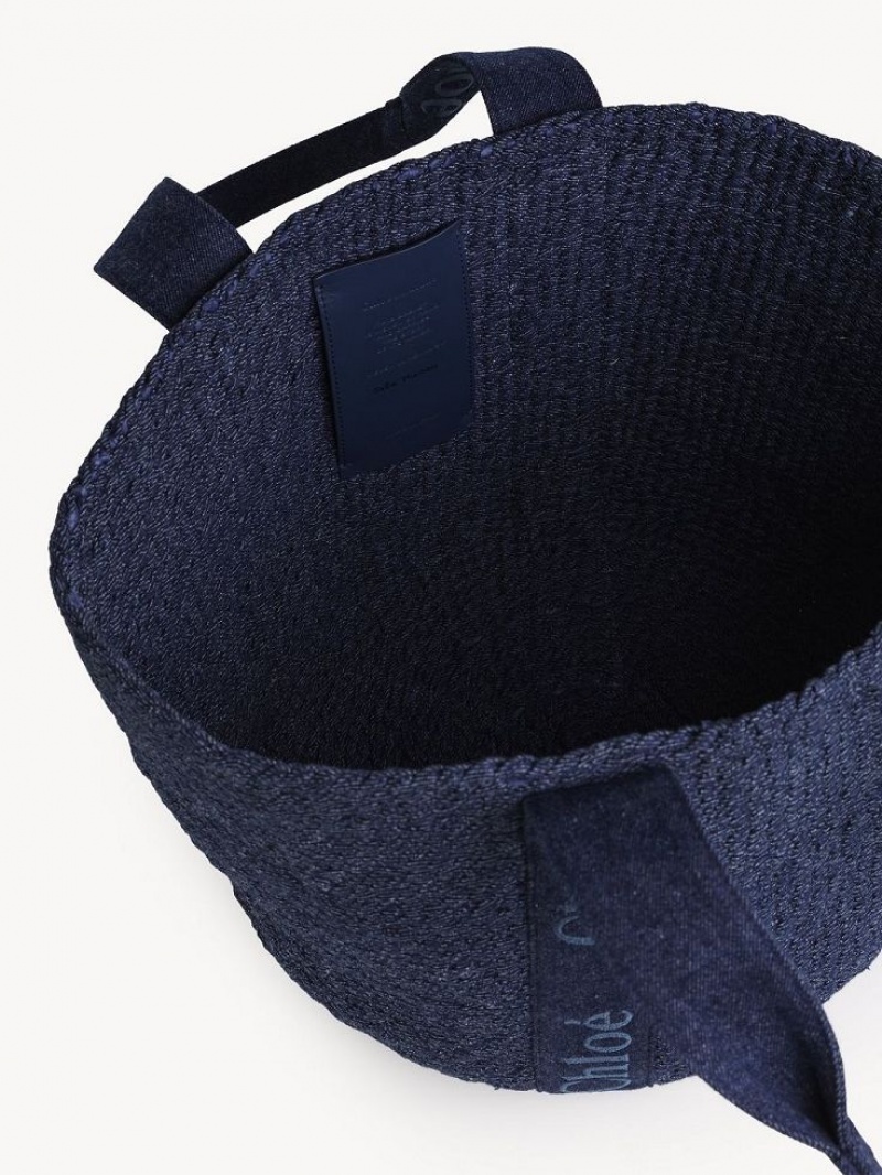 Chloe Large Woody Basket Tote Tassen Blauw | CHE-SR13289