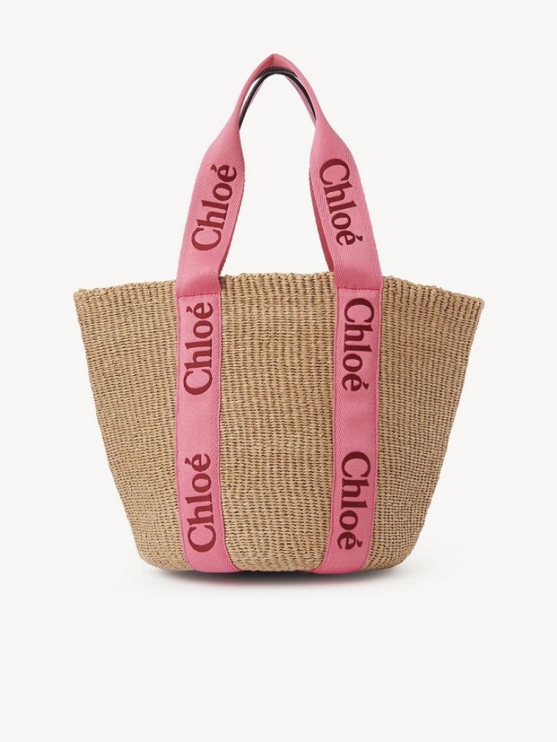 Chloe Large Woody Basket Tote Tassen Roze Rood | CHE-SR13299