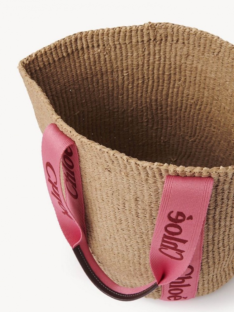 Chloe Large Woody Basket Tote Tassen Roze Rood | CHE-SR13299