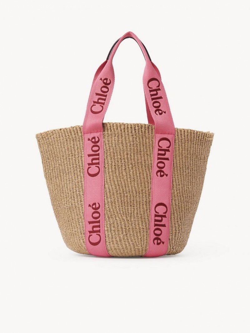 Chloe Large Woody Basket Tote Tassen Roze Rood | CHE-SR13299