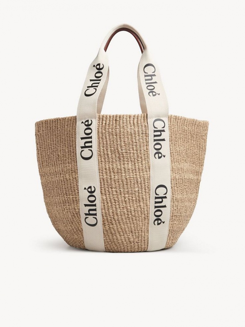 Chloe Large Woody Basket Tote Tassen Wit | CHE-SR13332