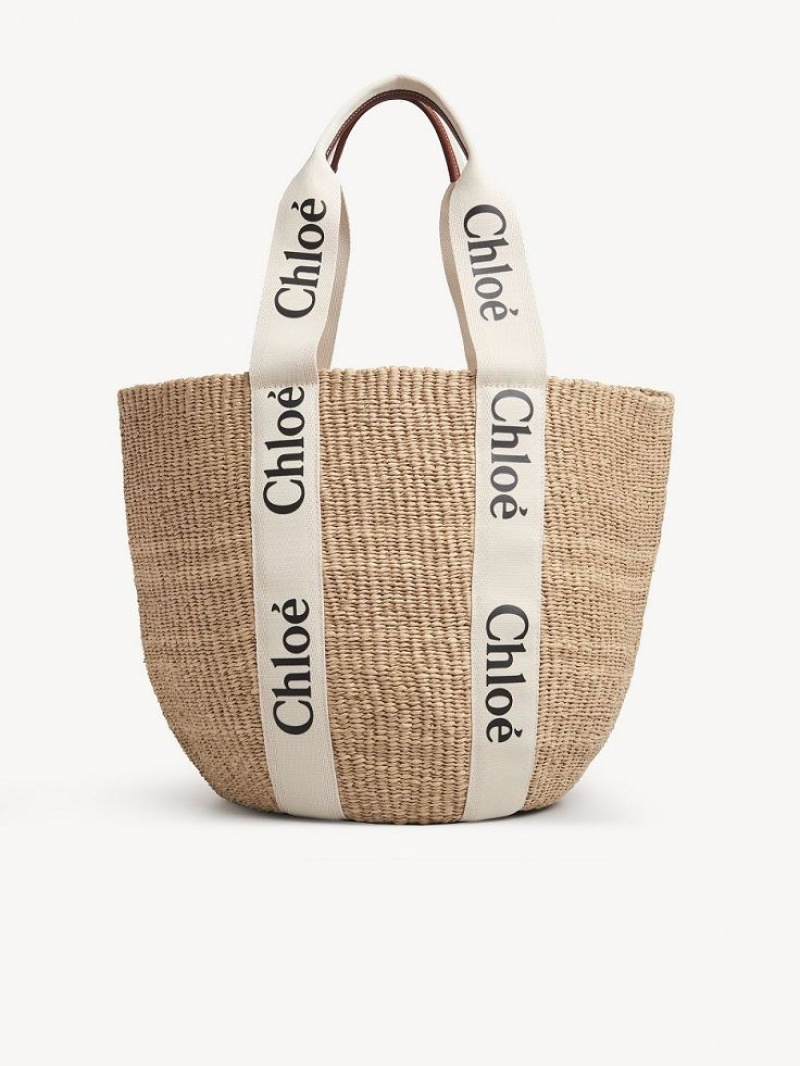 Chloe Large Woody Basket Tote Tassen Wit | CHE-SR13332
