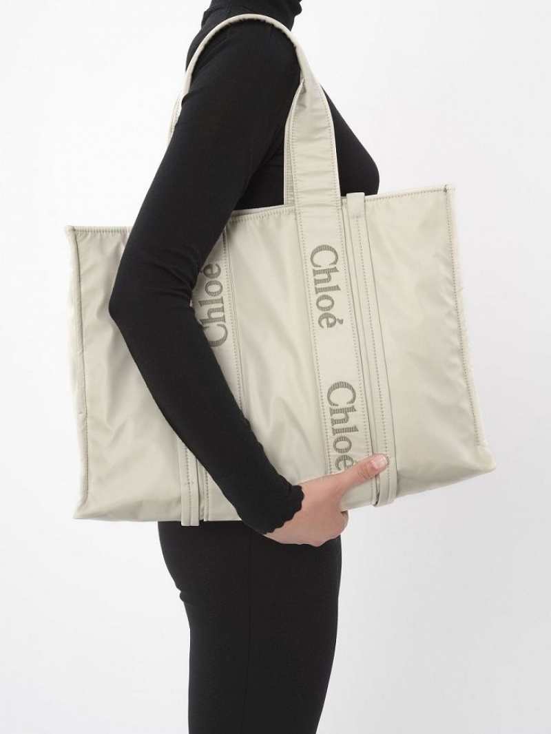 Chloe Large Woody Schoudertassen Wit | CHE-SR13429