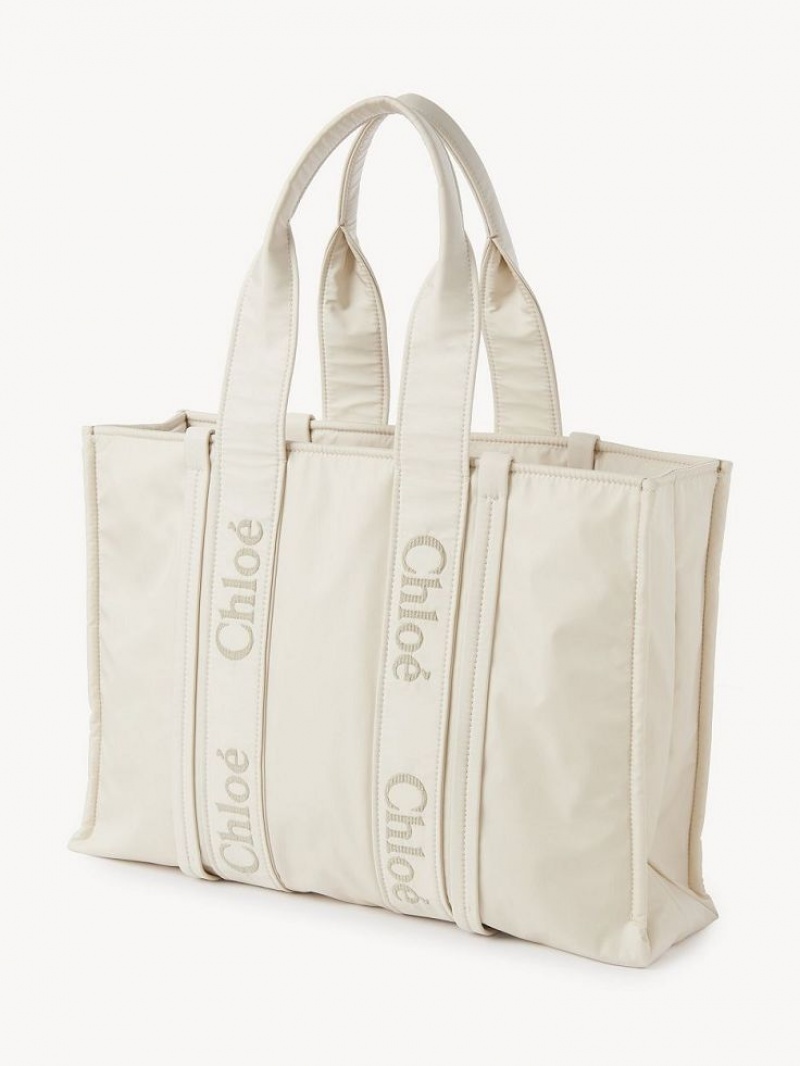 Chloe Large Woody Schoudertassen Wit | CHE-SR13429
