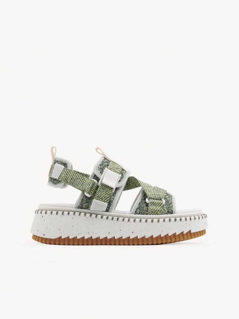 Chloe Lilli Platte Sandalen Groen | CHE-SR14176
