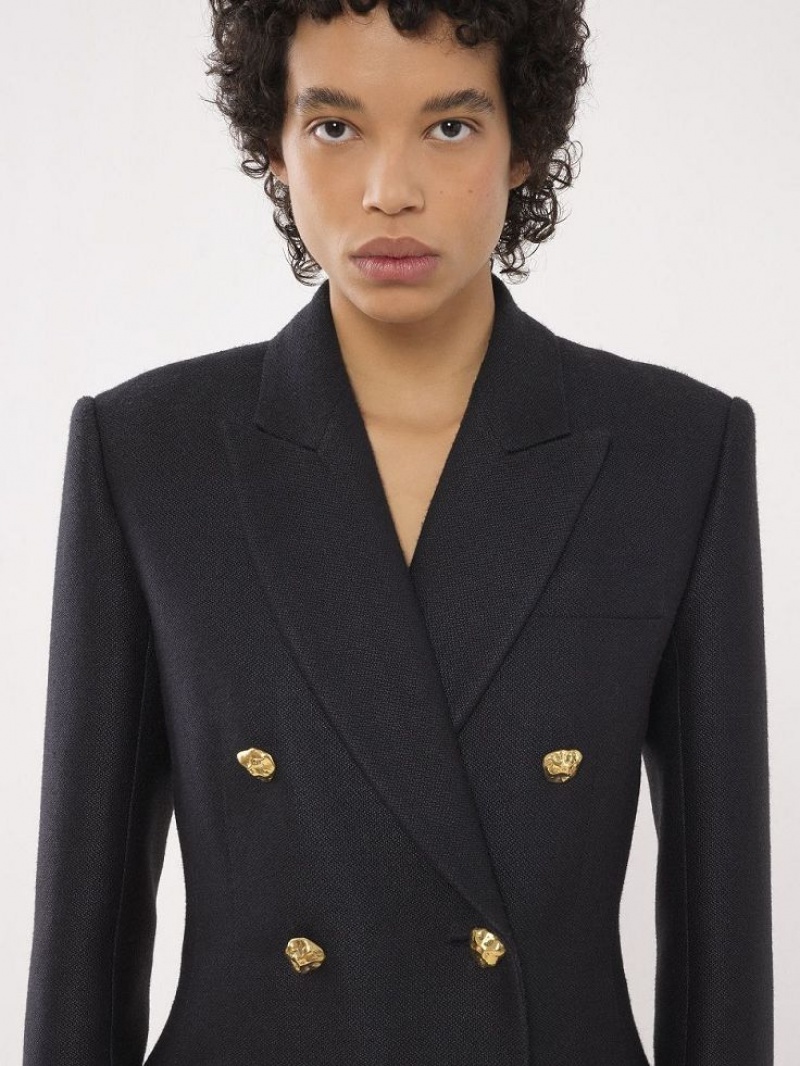 Chloe Long Double-breasted Jassen Zwart | CHE-SR13777