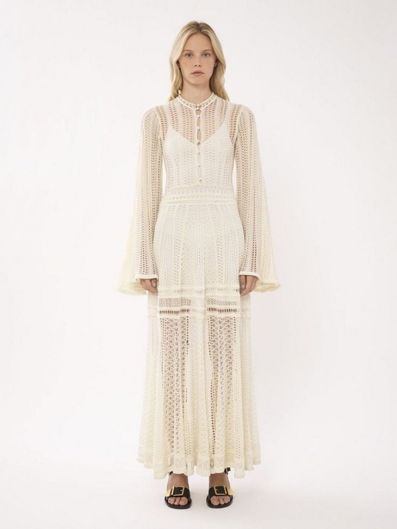 Chloe Long Flare Jurk Wit | CHE-SR13862