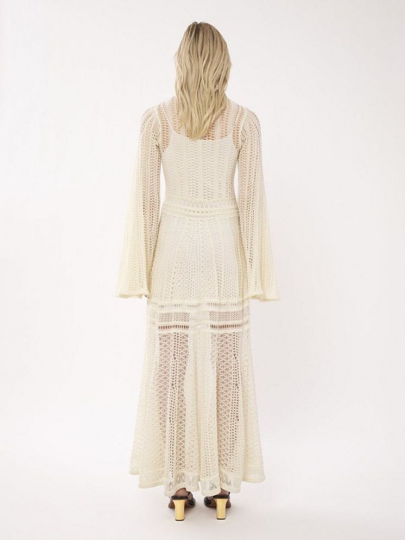 Chloe Long Flare Jurk Wit | CHE-SR13862