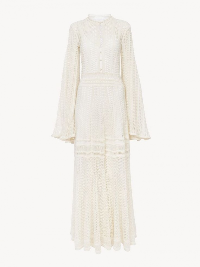 Chloe Long Flare Jurk Wit | CHE-SR13862