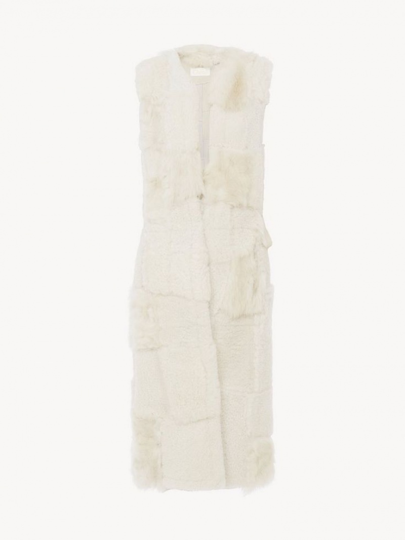 Chloe Long Gilet Jassen Wit | CHE-SR13825
