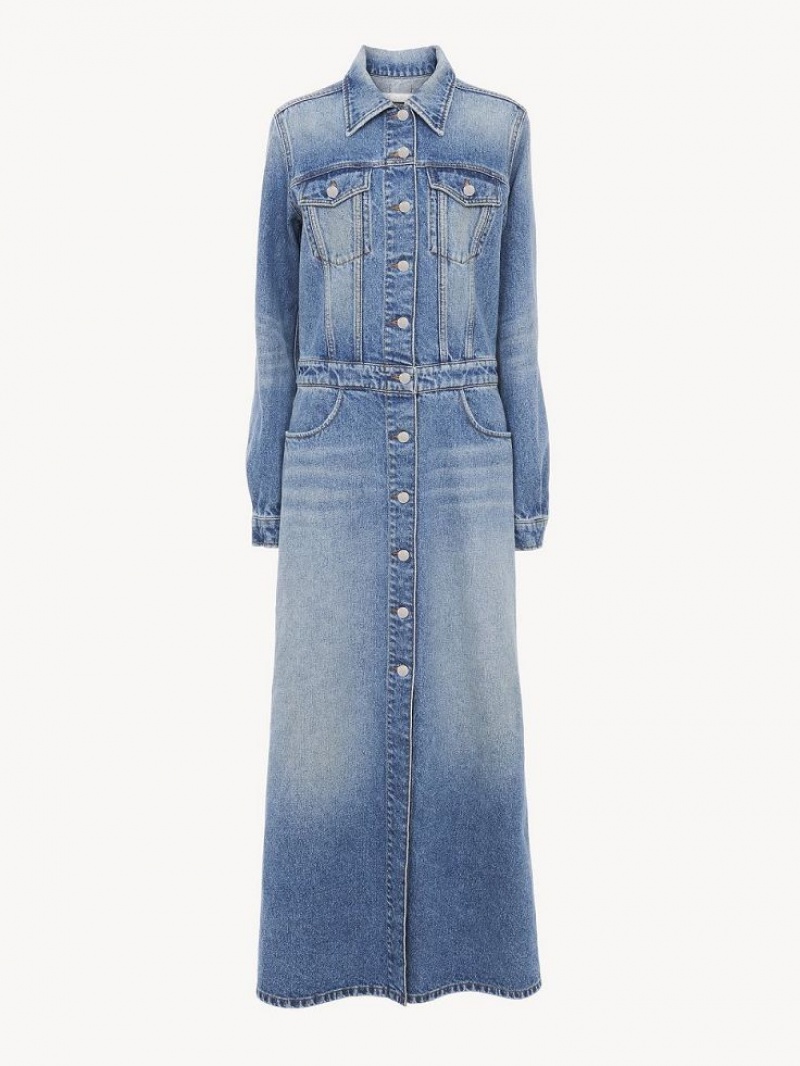 Chloe Long Shirt Jurk Blauw | CHE-SR13866