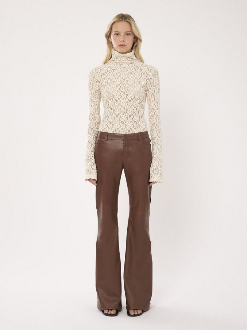 Chloe Low-waist Flare Pants Leather Koffie | CHE-SR14118