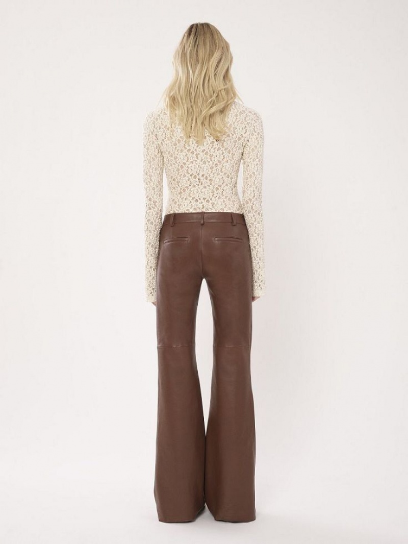 Chloe Low-waist Flare Pants Leather Koffie | CHE-SR14118