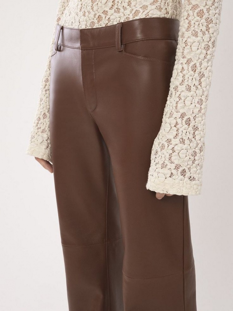 Chloe Low-waist Flare Pants Leather Koffie | CHE-SR14118