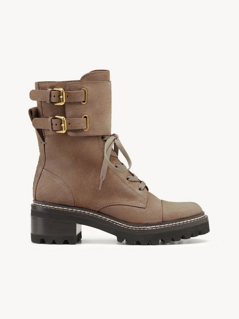 Chloe Mallory Enkellaarzen Khaki | CHE-SR14864